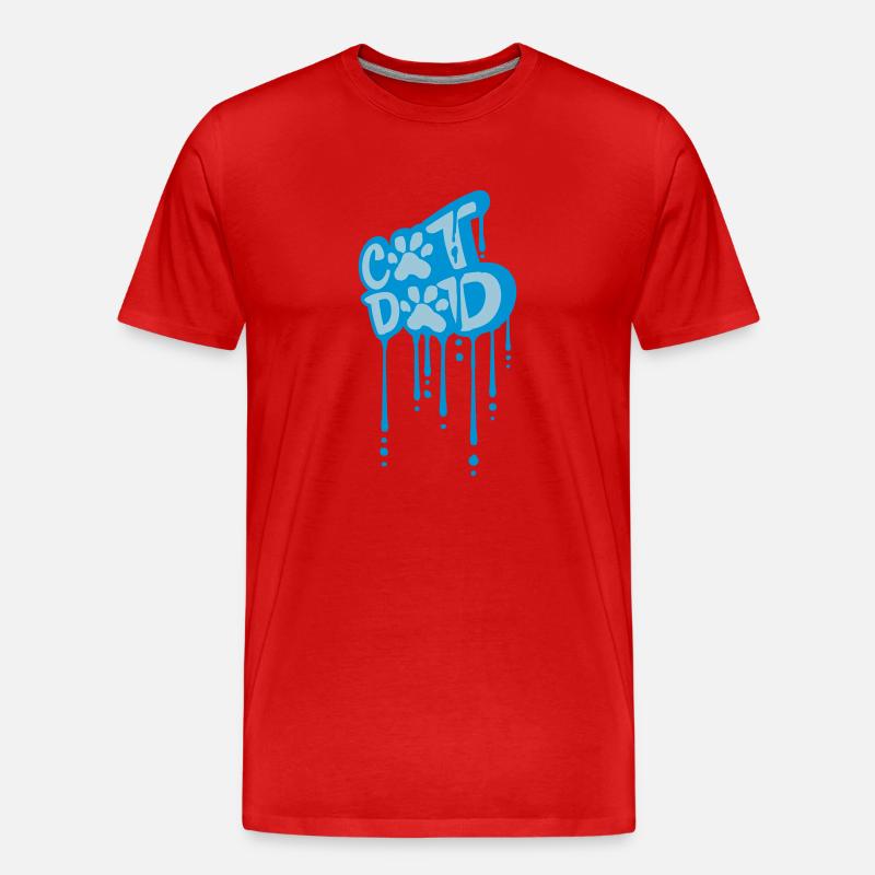 Cat Dad Graffiti Pfote - Männer Premium Bio T-Shirt - Rot