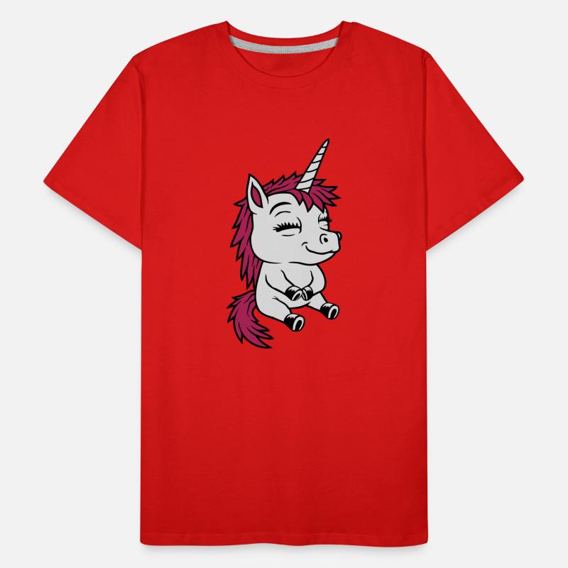 Sitzendes kleines Comic Einhorn Männer Premium Bio T-Shirt