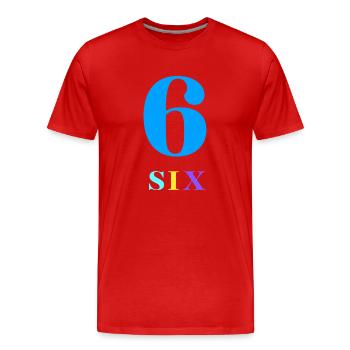 Six-6e anniversaire - T-shirt bio Premium Homme - rouge - Devant - Damien (186cm)