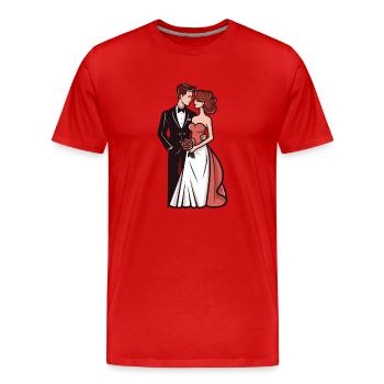Mariage mariée marié jeunes mariés - T-shirt bio Premium Homme - rouge - Devant - Damien (186cm)