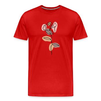 VINTAGE MINIMALISTISCHE ROSE - Männer Premium Bio T-Shirt - Rot - Vorne - Damien (186cm)
