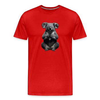 Koala en prière - T-shirt bio Premium Homme - rouge - Devant - Damien (186cm)