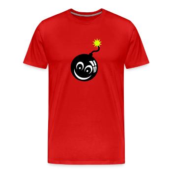bombe smiley meche bomb 907 - T-shirt bio Premium Homme - rouge - Devant - Damien (186cm)