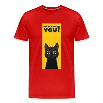 Te regarder Chat - T-shirt bio Premium Homme - rouge - Devant - Damien (186cm)