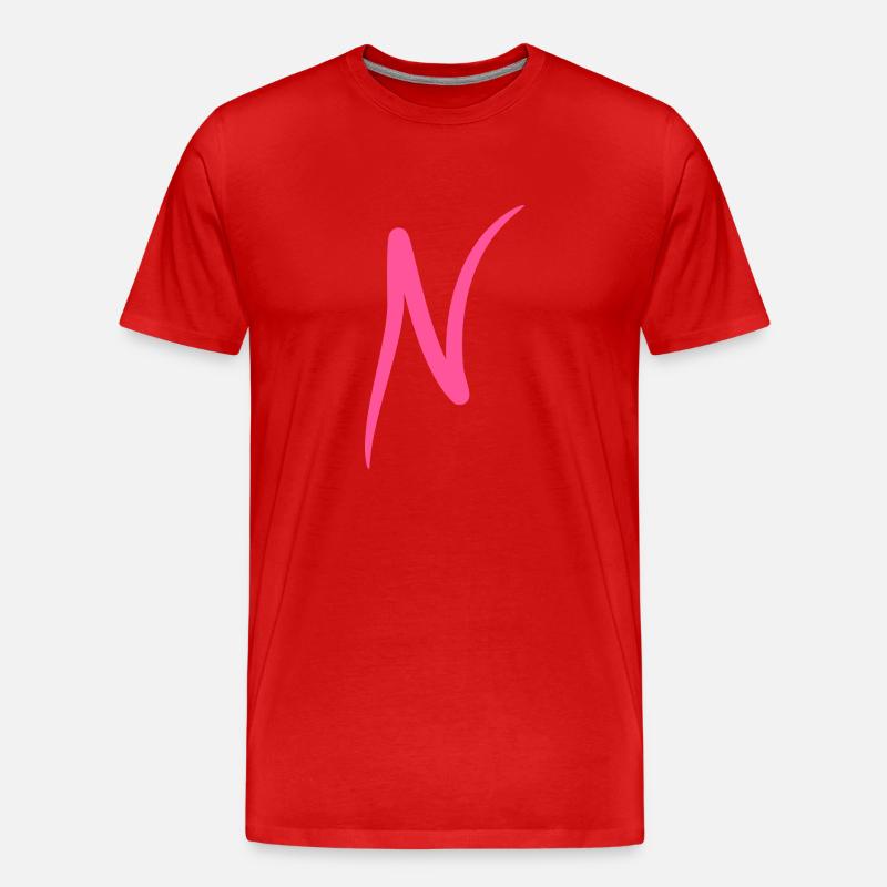 Buchstabe N Anfangsbuchstabe Modern - Männer Premium Bio T-Shirt - Rot