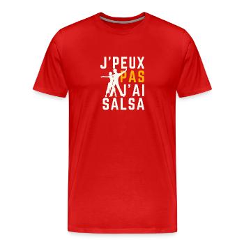Ich kann keine Salsa - Männer Premium Bio T-Shirt - Rot - Vorne - Damien (186cm)