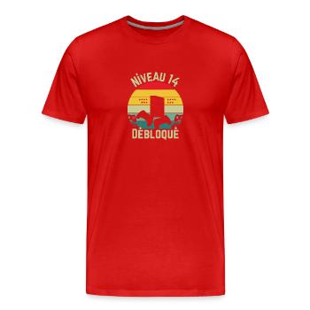 Level 14 freigeschaltet - Männer Premium Bio T-Shirt - Rot - Vorne - Damien (186cm)