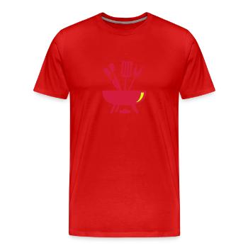 Wok (2c) - Men's Premium Organic T-Shirt - red - Front - Damien (186cm)
