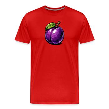 Comic-Pflaume mit satten Violetttönen und glänzend - Männer Premium Bio T-Shirt - Rot - Vorne - Damien (186cm)
