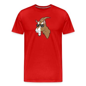 Chèvre - Chèvre brune avec lunettes de soleil - T-shirt bio Premium Homme - rouge - Devant - Damien (186cm)