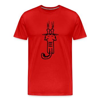 scratching kitty - Katze - Cats - Stubentiger - Männer Premium Bio T-Shirt - Rot - Vorne - Damien (186cm)