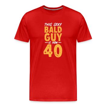 Bald Head Baldness Beard Bald Head - Men's Premium Organic T-Shirt - red - Front - Damien (186cm)