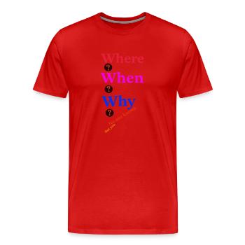 Question - Men's Premium Organic T-Shirt - red - Front - Damien (186cm)