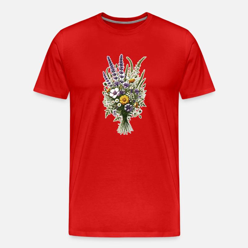 Wildblumen - Männer Premium Bio T-Shirt - Rot