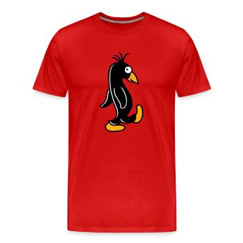 Pinguin läuft ulkig dumm guckt lustig doof albern - Männer Premium Bio T-Shirt - Rot - Vorne - Damien (186cm)