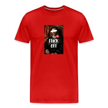 FUCK OFF – Art néoclassique - T-shirt bio Premium Homme - rouge - Devant - Damien (186cm)