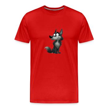 Wolf - Männer Premium Bio T-Shirt - Rot - Vorne - Damien (186cm)