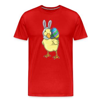 Oreilles de lapin de Pâques canard - T-shirt bio Premium Homme - rouge - Devant - Damien (186cm)