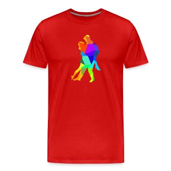 Tango Dancing Dance Couple Rainbow Colors Polygon - Men's Premium Organic T-Shirt - red - Front - Damien (186cm)