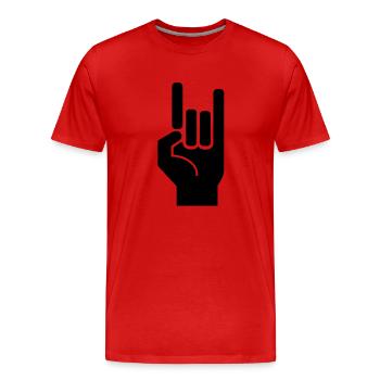 Rock and roll de la main - T-shirt bio Premium Homme - rouge - Devant - Damien (186cm)