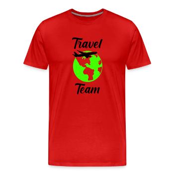 travel team - Männer Premium Bio T-Shirt - Rot - Vorne - Damien (186cm)