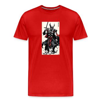 Samurai Thor - Männer Premium Bio T-Shirt - Rot - Vorne - Damien (186cm)