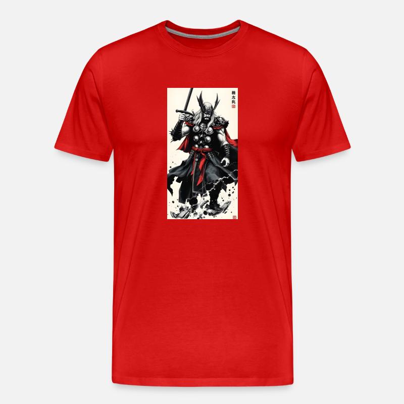 Samurai Thor - Männer Premium Bio T-Shirt - Rot
