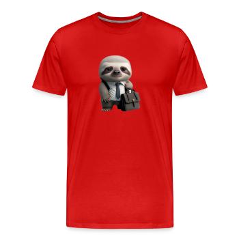 Business Sloth - Men's Premium Organic T-Shirt - red - Front - Damien (186cm)