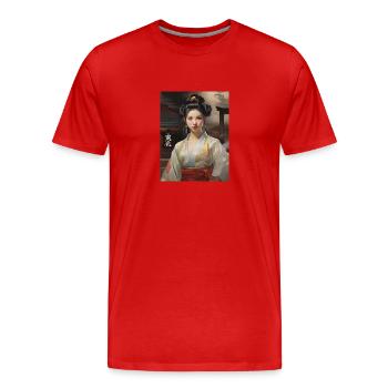 Manga Frau - Männer Premium Bio T-Shirt - Rot - Vorne - Damien (186cm)