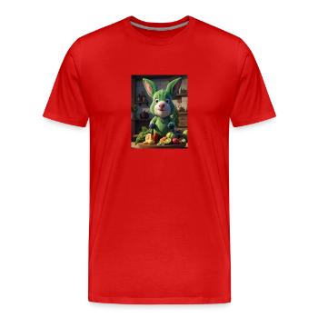 Child-friendly fruit bunny vegetables to delight in - Men's Premium Organic T-Shirt - red - Front - Damien (186cm)
