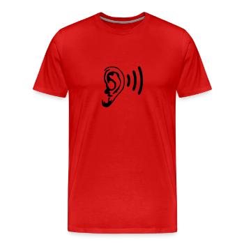 Ohr - Hören - Schall - Musik - Disco - Männer Premium Bio T-Shirt - Rot - Vorne - Damien (186cm)
