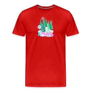 Christmas Xmas Tannenbaum Design - Männer Premium Bio T-Shirt - Rot - Vorne - Damien (186cm)