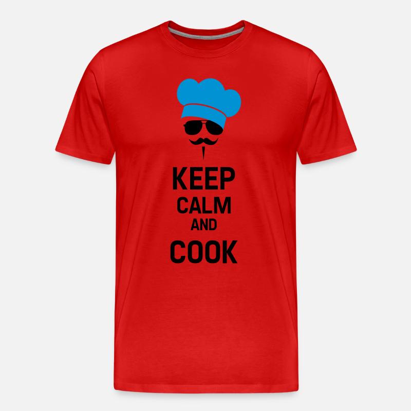 Cook with Moustache - Männer Premium Bio T-Shirt - Rot