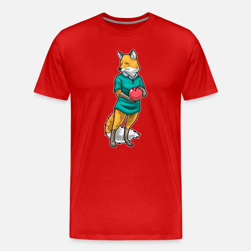 Fuchs Bowling Bowlingkugel - Männer Premium Bio T-Shirt - Rot