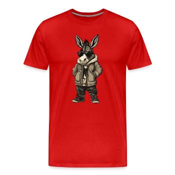 Âne Cool Hiver - T-shirt bio Premium Homme - rouge - Devant - Damien (186cm)