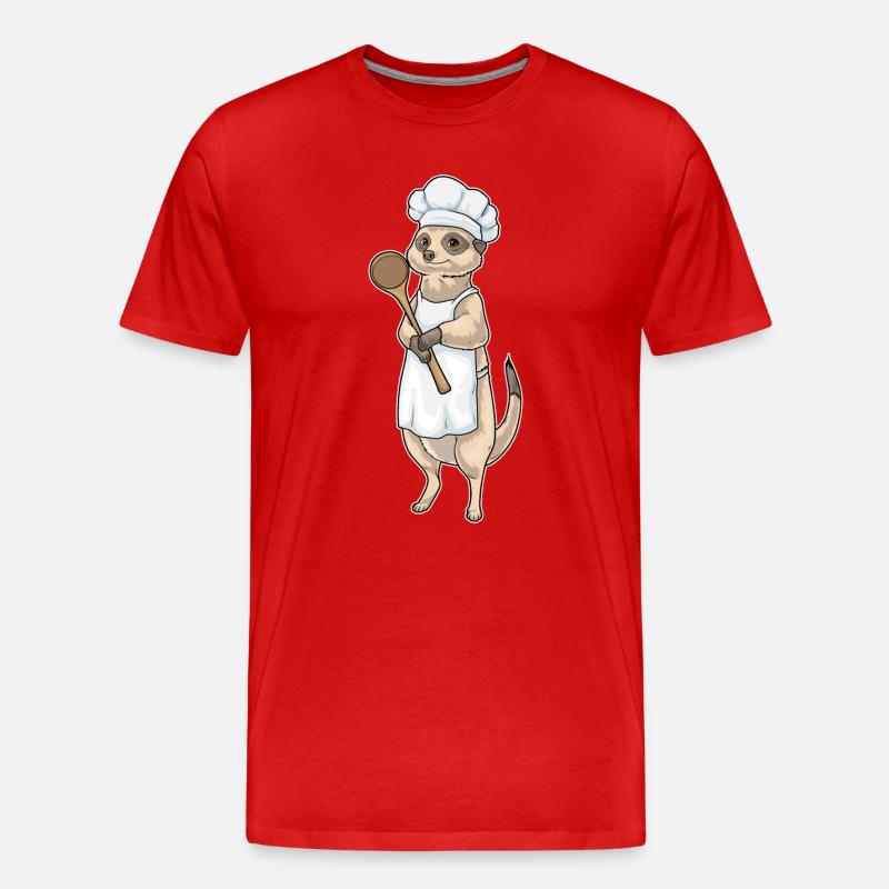 Erdmännchen Koch Kochlöffel Kochen - Männer Premium Bio T-Shirt - Rot