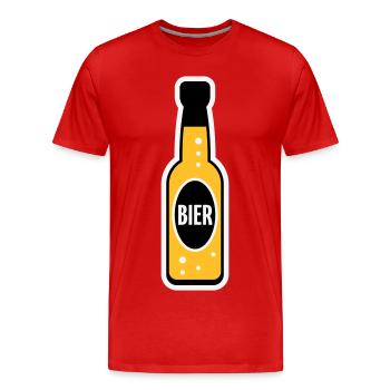 Bierflasche (Bier / Bierchen / NEG 3C) - Männer Premium Bio T-Shirt - Rot - Vorne - Damien (186cm)