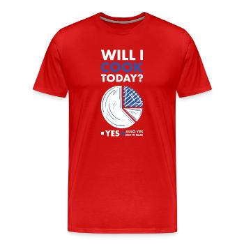 Cook Will I Do Cooking Today - Men's Premium Organic T-Shirt - red - Front - Damien (186cm)
