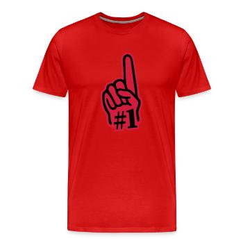Fan Main (doigt) 02 - T-shirt bio Premium Homme - rouge - Devant - Damien (186cm)