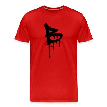 B graffiti drops Farbklex blood spray - Men's Premium Organic T-Shirt - red - Front - Damien (186cm)