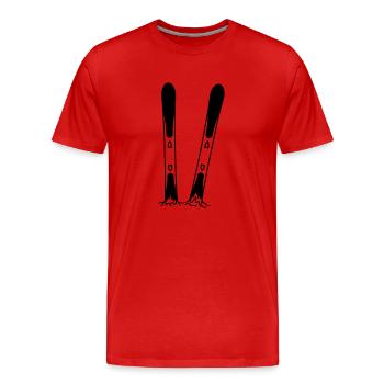 2 ski im schnee urlaub sport bretter fahren winter - Men's Premium Organic T-Shirt - red - Front - Damien (186cm)