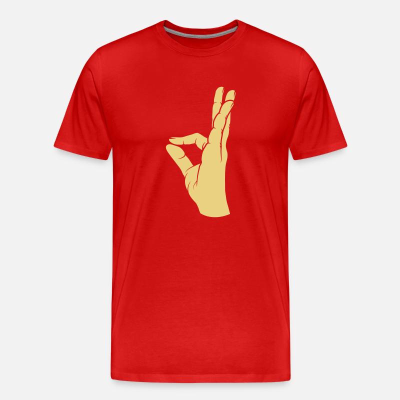 Sehr lecker Handgeste Zeichen - Männer Premium Bio T-Shirt - Rot