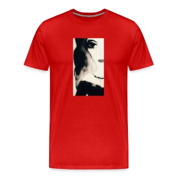 Keine halbe Frau! - Männer Premium Bio T-Shirt - Rot - Vorne - Damien (186cm)