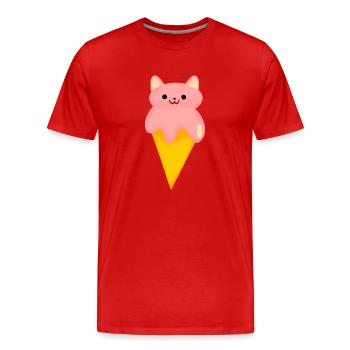 cat ice cream - Men's Premium Organic T-Shirt - red - Front - Damien (186cm)