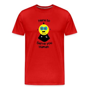 Here to serve you human - Men's Premium Organic T-Shirt - red - Front - Damien (186cm)