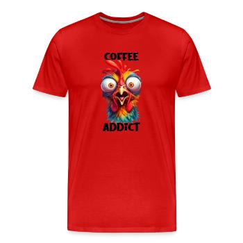 Poulet poule Coloré Ferme Isolé Coq Café - T-shirt bio Premium Homme - rouge - Devant - Damien (186cm)