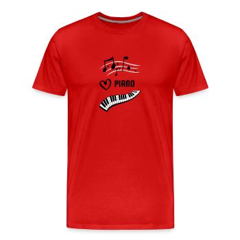Ich liebe Klavier! - Männer Premium Bio T-Shirt - Rot - Vorne - Damien (186cm)
