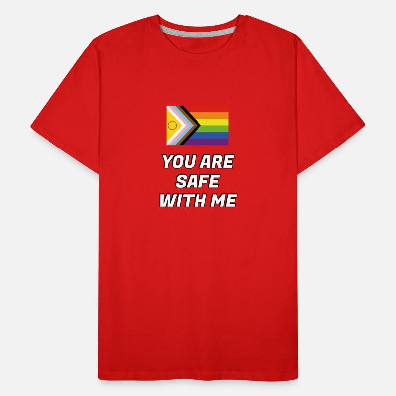 Espace sûr pour le drapeau de progrès de la fierté inclusive T-shirt bio Premium Homme