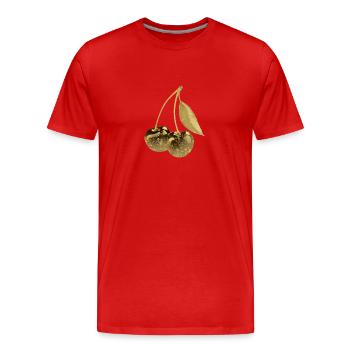 kirsche,cherrie,graffiti,gold,malerei,pop-art - Männer Premium Bio T-Shirt - Rot - Vorne - Damien (186cm)