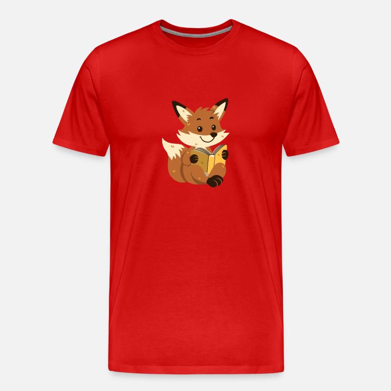 Fuchs liest ein Buch - Männer Premium Bio T-Shirt - Rot